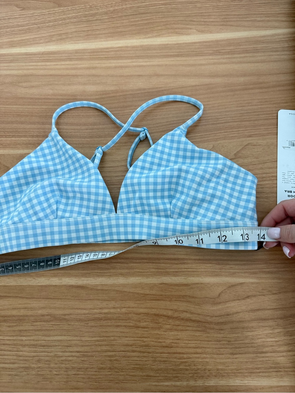 Alo Vapor Splendor Gingham Bra blue skies NWT Size Medium - Picture 6 of 8